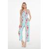 imageMatchable Family Hawaiian Luau Men Women Girl Boy Clothes in Pink Hibiscus Vine TurquoiseWomen V Neck Jumpsuit