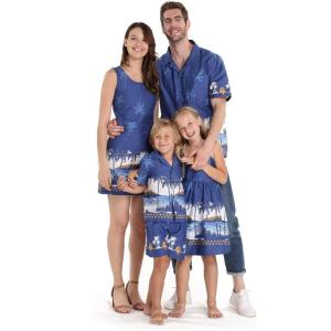imageMatchable Family Hawaiian Luau Men Women Girl Boy Clothes in Diamond Head Palms Beach NavyGirl Elastic Strap