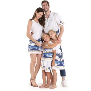 imageMatchable Family Hawaiian Luau Men Women Girl Boy Clothes in Diamond Head Palms Beach WhiteBoy Short Sleeve