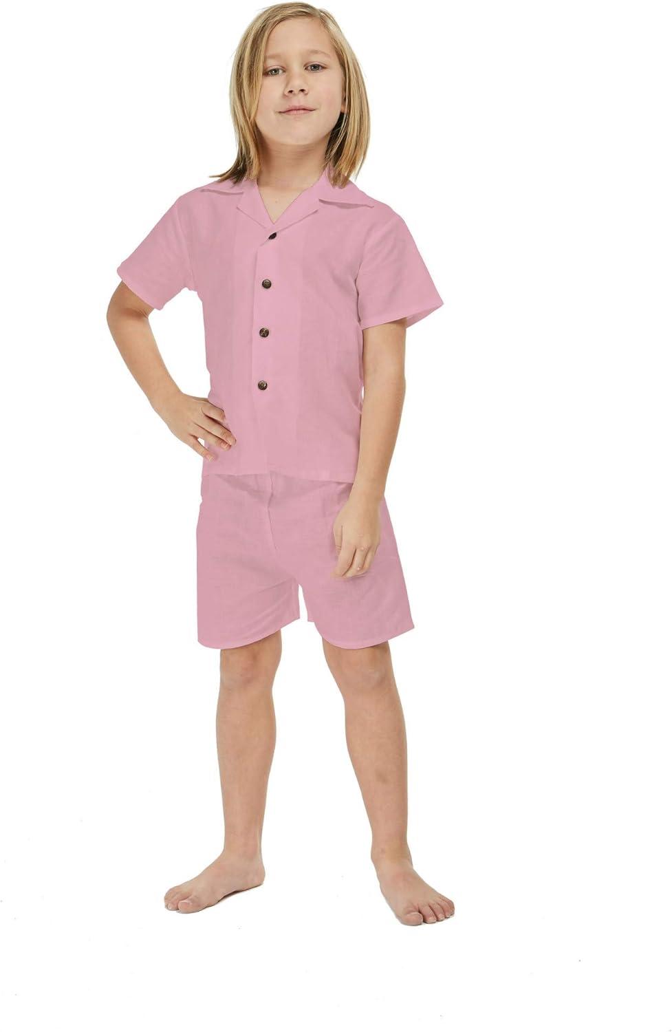 imageMatchable Family Hawaiian Wedding Beach Solid Color Men Women Girl Boy Clothes in Coral PinkBoy Short Sleeve