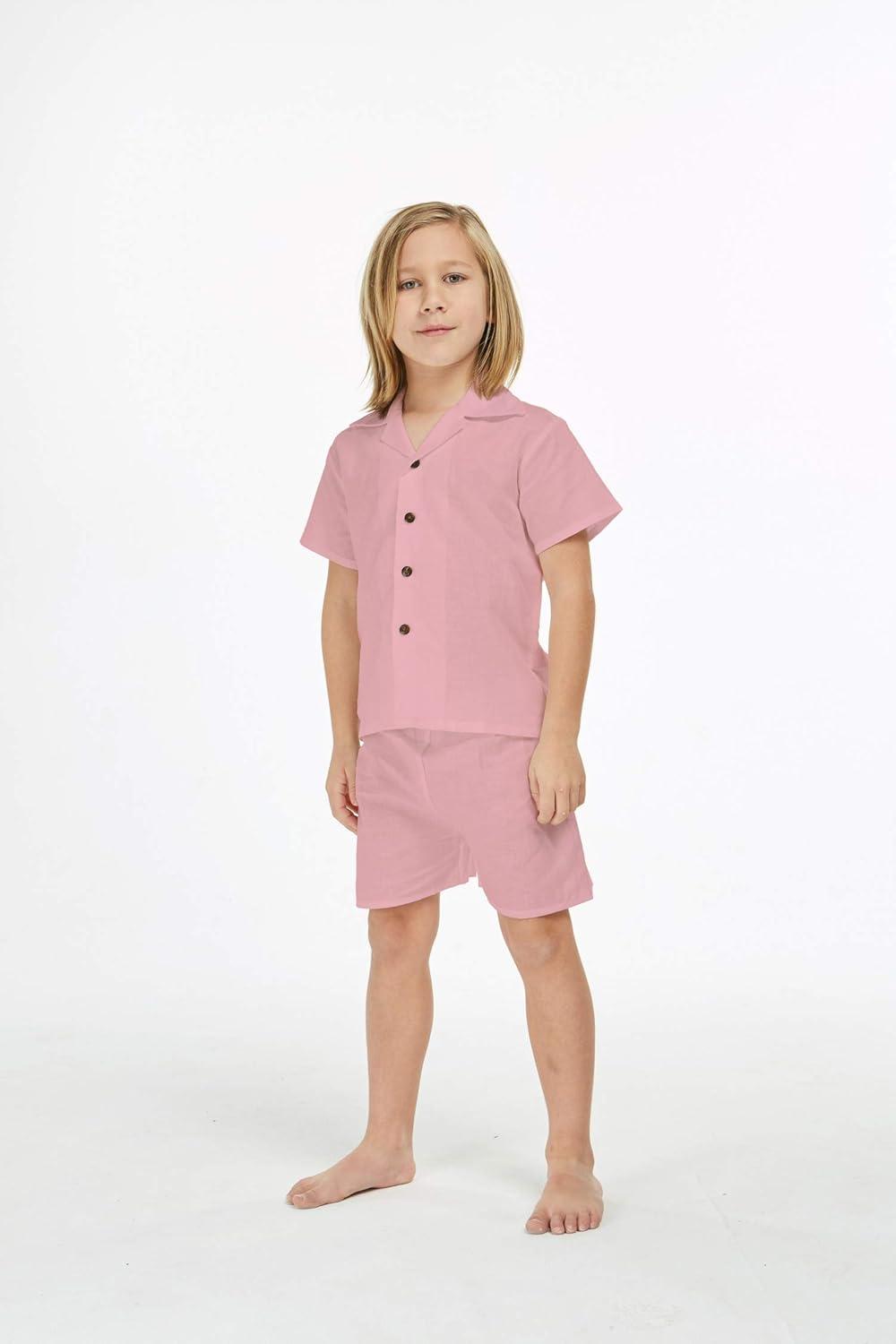 imageMatchable Family Hawaiian Wedding Beach Solid Color Men Women Girl Boy Clothes in Coral PinkBoy Short Sleeve