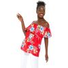 imageMatchable Family Hawaiian Luau Men Women Girl Boy Clothes in Hibiscus RedWomen Offshoulder Ruffle Top