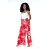 imageMatchable Family Hawaiian Luau Men Women Girl Boy Clothes in Hibiscus RedWomen Wide Leg Pants
