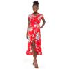 imageMatchable Family Hawaiian Luau Men Women Girl Boy Clothes in Hibiscus RedWomen Wrap Ruffle
