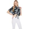 imageMatchable Family Hawaiian Luau Men Women Girl Boy Clothes in Midnight BloomWomen Tie Front Shirt