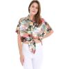 imageMatchable Family Hawaiian Luau Men Women Girl Boy Clothes in Neon Sunset PinkWomen Tie Front Shirt