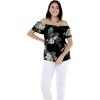 imageMatchable Family Hawaiian Luau Men Women Girl Boy Clothes in Pineapple Garden BlackWomen Offshoulder Ruffle Top