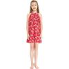 imageMatchable Family Hawaiian Luau Men Women Girl Boy Clothes in Tropical Jungle RedGirl Round Neck Ruffle
