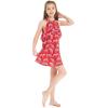 imageMatchable Family Hawaiian Luau Men Women Girl Boy Clothes in Tropical Jungle RedGirl Round Neck Ruffle