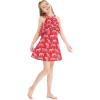 imageMatchable Family Hawaiian Luau Men Women Girl Boy Clothes in Tropical Jungle RedGirl Round Neck Ruffle