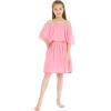 imageMatchable Family Hawaiian Wedding Beach Solid Color Men Women Girl Boy Clothes in Coral PinkGirl Offshoulder Ruffle