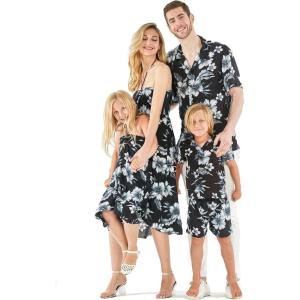 imageMatchable Family Hawaiian Luau Men Women Girl Boy Clothes in Midnight BloomGirl Simple Muumuu Ruffle