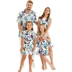 imageMatchable Family Hawaiian Luau Men Women Girl Boy Clothes in Purple OrchidWomen Round Neck Shift Dress