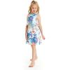 imageMatchable Family Hawaiian Luau Men Women Girl Boy Clothes in Flowering Koi BlueGirl Round Neck Ruffle