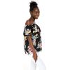 imageMatchable Family Hawaiian Luau Men Women Girl Boy Clothes in Hibiscus BlackWomen Offshoulder Ruffle Top