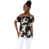 imageMatchable Family Hawaiian Luau Men Women Girl Boy Clothes in Hibiscus BlackWomen Offshoulder Ruffle Top