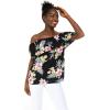 imageMatchable Family Hawaiian Luau Men Women Girl Boy Clothes in Hibiscus BlackWomen Offshoulder Ruffle Top