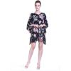 imageMatchable Family Hawaiian Luau Men Women Girl Boy Clothes in Hibiscus BlackWomen Short Poncho