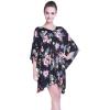 imageMatchable Family Hawaiian Luau Men Women Girl Boy Clothes in Hibiscus BlackWomen Short Poncho