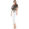 imageMatchable Family Hawaiian Luau Men Women Girl Boy Clothes in Hibiscus BlackWomen Tie Front Shirt