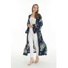 imageMatchable Family Hawaiian Luau Men Women Girl Boy Clothes in Pineapple Garden NavyWomen Maxi Kimono Cardigan
