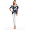 imageMatchable Family Hawaiian Luau Men Women Girl Boy Clothes in Pineapple Garden NavyWomen Offshoulder Ruffle Top