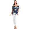 imageMatchable Family Hawaiian Luau Men Women Girl Boy Clothes in Pineapple Garden NavyWomen Offshoulder Ruffle Top