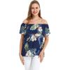 imageMatchable Family Hawaiian Luau Men Women Girl Boy Clothes in Pineapple Garden NavyWomen Offshoulder Ruffle Top