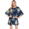 imageMatchable Family Hawaiian Luau Men Women Girl Boy Clothes in Pineapple Garden NavyWomen Short Poncho