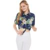 imageMatchable Family Hawaiian Luau Men Women Girl Boy Clothes in Pineapple Garden NavyWomen Tie Front Shirt
