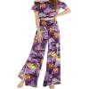 imageMatchable Family Hawaiian Luau Men Women Girl Boy Clothes in Sunset PurpleWomen Wide Leg Pants