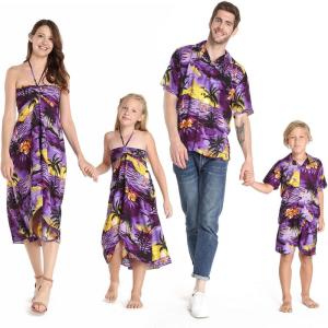 imageMatchable Family Hawaiian Luau Men Women Girl Boy Clothes in Sunset PurpleWomen Maxi Kimono Cardigan