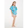 imageMatchable Family Hawaiian Luau Men Women Girl Boy Clothes in Christmas Santa in Hawaii TurquoiseGirl Poncho Top