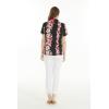 imageMatchable Family Hawaiian Luau Men Women Girl Boy Clothes in Pink Hibiscus Vine BlackWomen Lady Aloha Shirt