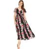 imageMatchable Family Hawaiian Luau Men Women Girl Boy Clothes in Pink Hibiscus Vine BlackWomen Maxi Rahee