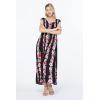 imageMatchable Family Hawaiian Luau Men Women Girl Boy Clothes in Pink Hibiscus Vine BlackWomen Maxi Tank