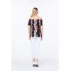 imageMatchable Family Hawaiian Luau Men Women Girl Boy Clothes in Pink Hibiscus Vine BlackWomen Offshoulder Ruffle Top