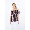 imageMatchable Family Hawaiian Luau Men Women Girl Boy Clothes in Pink Hibiscus Vine BlackWomen Offshoulder Ruffle Top