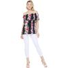 imageMatchable Family Hawaiian Luau Men Women Girl Boy Clothes in Pink Hibiscus Vine BlackWomen Offshoulder Ruffle Top