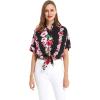 imageMatchable Family Hawaiian Luau Men Women Girl Boy Clothes in Pink Hibiscus Vine BlackWomen Tie Front Shirt