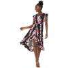 imageMatchable Family Hawaiian Luau Men Women Girl Boy Clothes in Pink Hibiscus Vine BlackWomen Wrap Ruffle
