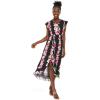 imageMatchable Family Hawaiian Luau Men Women Girl Boy Clothes in Pink Hibiscus Vine BlackWomen Wrap Ruffle