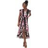 imageMatchable Family Hawaiian Luau Men Women Girl Boy Clothes in Pink Hibiscus Vine BlackWomen Wrap Ruffle