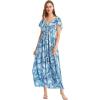 imageMatchable Family Hawaiian Luau Men Women Girl Boy Clothes in Simply Blue LeavesWomen Maxi Rahee