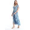 imageMatchable Family Hawaiian Luau Men Women Girl Boy Clothes in Simply Blue LeavesWomen Maxi Rahee
