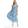 imageMatchable Family Hawaiian Luau Men Women Girl Boy Clothes in Simply Blue LeavesWomen Maxi Rahee