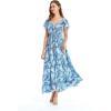 imageMatchable Family Hawaiian Luau Men Women Girl Boy Clothes in Simply Blue LeavesWomen Maxi Rahee