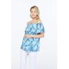 imageMatchable Family Hawaiian Luau Men Women Girl Boy Clothes in Simply Blue LeavesWomen Offshoulder Ruffle Top