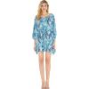 imageMatchable Family Hawaiian Luau Men Women Girl Boy Clothes in Simply Blue LeavesWomen Short Poncho