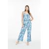 imageMatchable Family Hawaiian Luau Men Women Girl Boy Clothes in Simply Blue LeavesWomen V Neck Jumpsuit